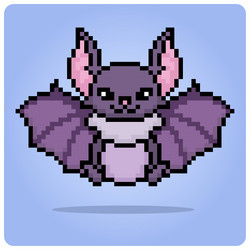 bat in 8 bit pixel art for game assets vector image