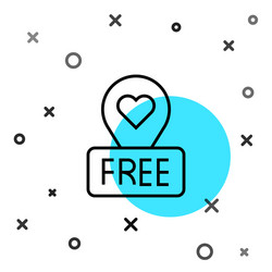 black line map pointer with heart icon isolated vector image