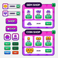 game template gui kit graphical user vector image