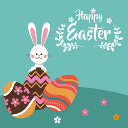 Happy easter rabbit egg festive vector