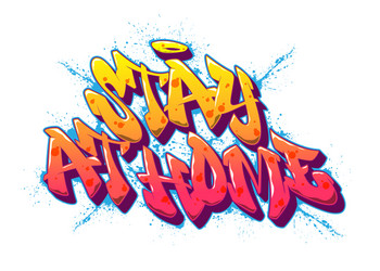 Stay at home graffiti inscription with drips vector