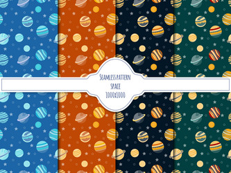a set of space seamless pattern with planets vector image