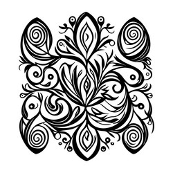 Batik pattern ornament design black element vector