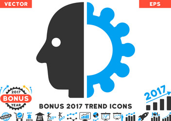 Cyborg head flat icon with 2017 bonus trend vector