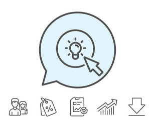 idea lamp line icon mouse cursor sign vector image