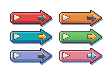 set of colorful prev and next arrow buttons vector image