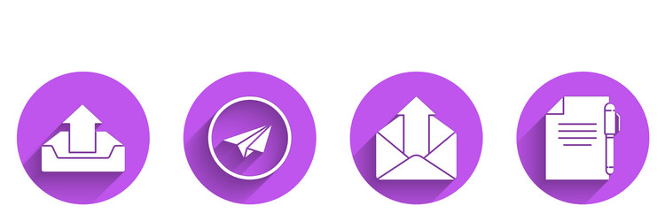 set upload inbox paper plane outgoing mail vector image