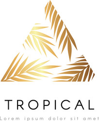 tropical exotic emblem golden palm tree leaves vector