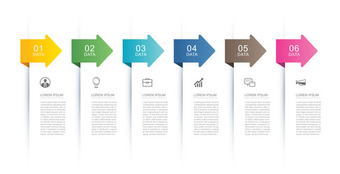 6 data infographics tab index with arrow layout vector image