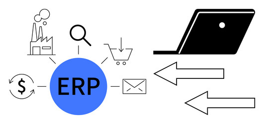 erp software integrating business functions vector image