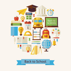 Flat style back to school and education objects vector