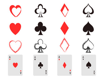 poker card icons set vector