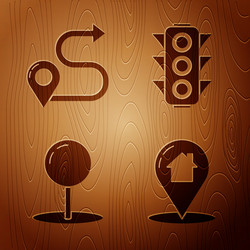 set map pointer with house route location push vector image