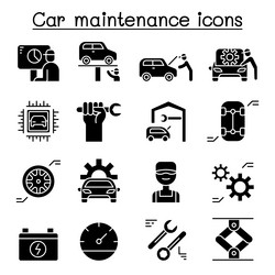 car service and maintenance icon set in glyph Vector Image