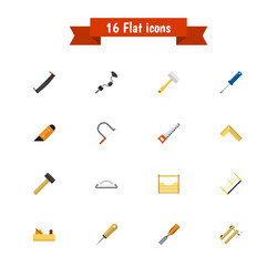set of 16 editable instrument flat icons includes vector image
