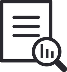 bars chart in lupe and document line style icon vector image