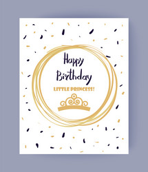 Cute happy birthday little princess color banner vector