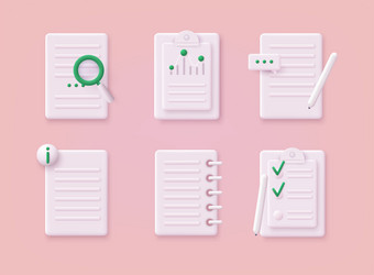 icon set file document 3d web vector image
