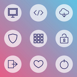 user icons line style set with application exit vector image