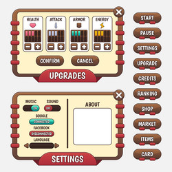 game template gui kit graphical user vector image