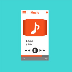 media player application app template with flat vector image