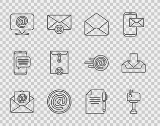 set line mail and e-mail box envelope on speech vector image