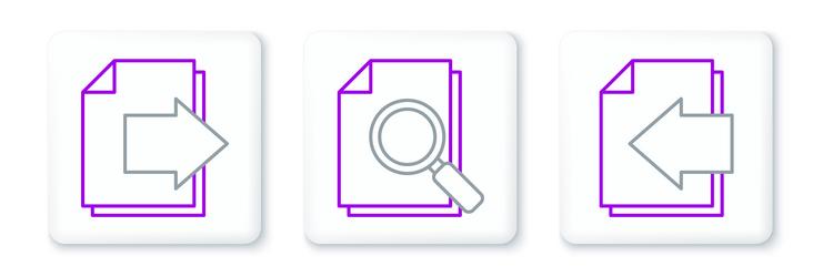 set line next page arrow and document with search vector image