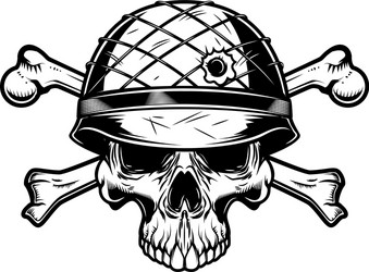 soldier skull in military helmet with crossed Vector Image
