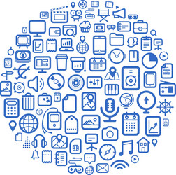 abstract speech cloud of different web icons vector image