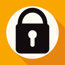 Lock icon on white circle with a long shadow vector