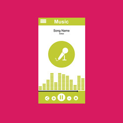 media player application app template with flat vector image