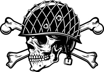 soldier skull in military helmet with crossed Vector Image