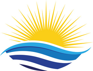 Sun and Water Wave Icon Vector Image