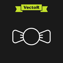 White line bow tie icon isolated on black vector