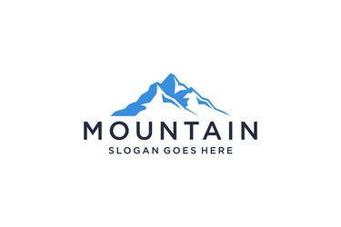 Abstract mountain logo white shape linear style vector