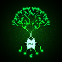 circuit board pattern in form a tree vector image