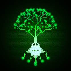 Circuit board pattern in form a tree vector