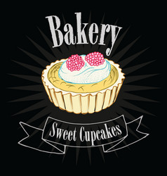 cupcake on blackboard vector image