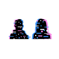 Distorted glitch avatar digital silhouette vector