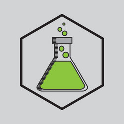 silhouette with flask filled element laboratory vector image