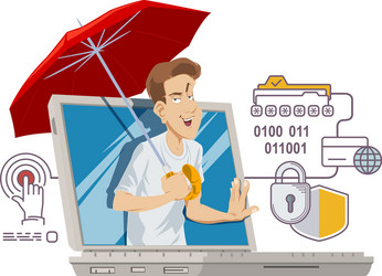 cyber insurance service database security data vector image