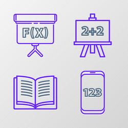 set line mobile calculator interface open book vector image