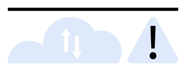 cloud data transfer with warning sign indicating vector image