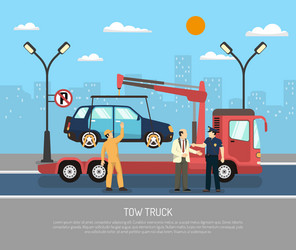 Car evacuation service flat set Royalty Free Vector Image