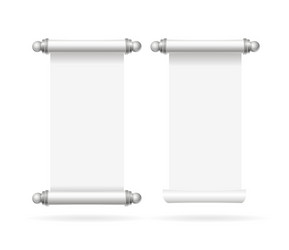 Realistic template blank white paper scroll set vector