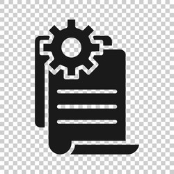 document with gear icon in flat style big data vector