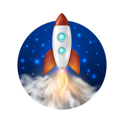 Background with retro space rocket ship vector