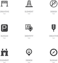 Set of 9 editable map icons includes symbols vector