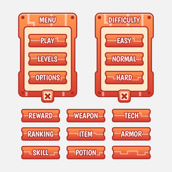 game template gui kit interface level selection vector