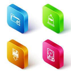 set isometric line delete folder tombstone vector image